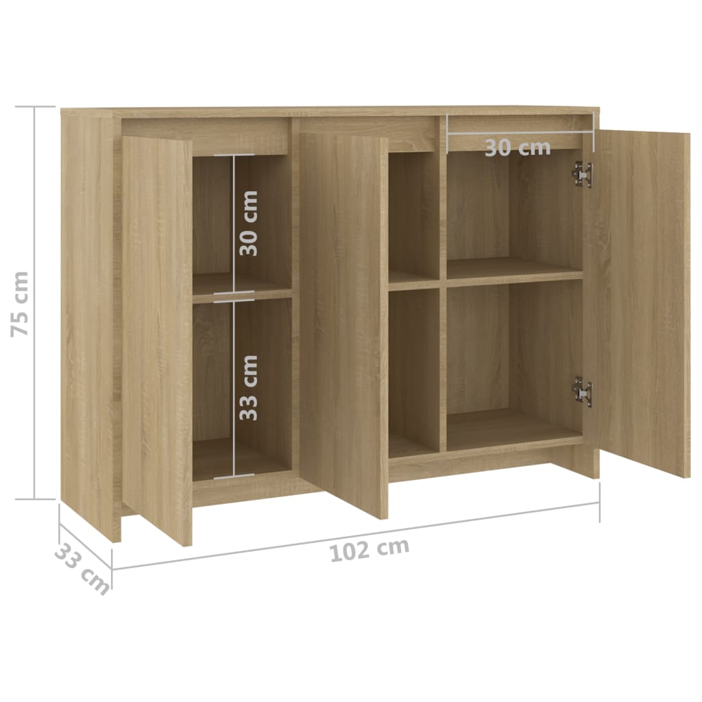 Sideboard Sonoma Oak 102X33X75 Cm Engineered Wood