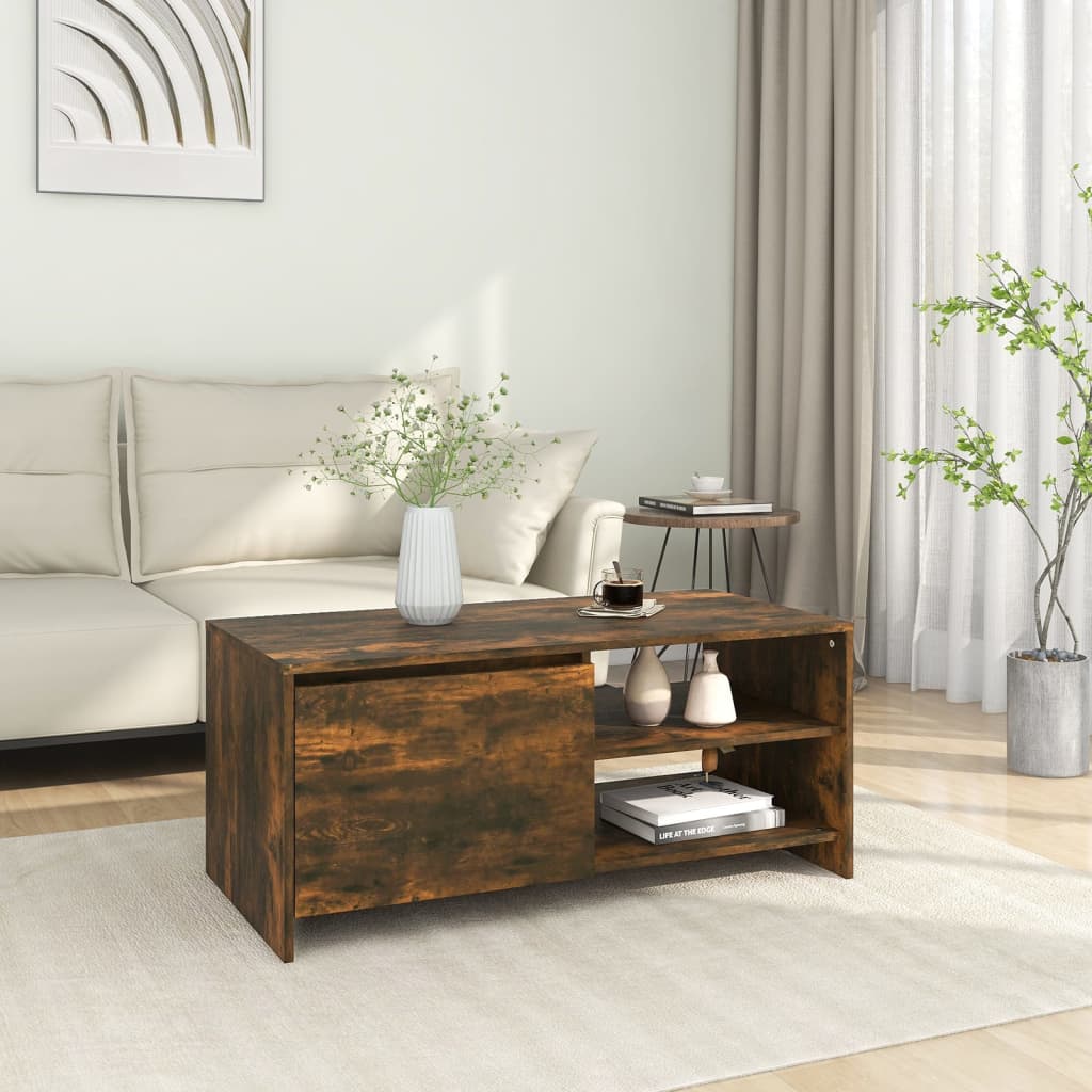 Coffee Table Smoked Oak 102x50x45 cm Engineered Wood