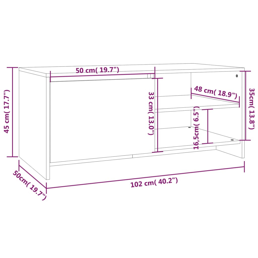 Coffee Table Grey Sonoma 102x50x45 cm Engineered Wood