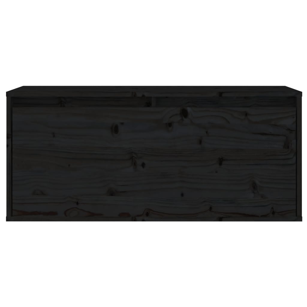 Wall Cabinet Black 80x30x35 cm Solid Wood Pine