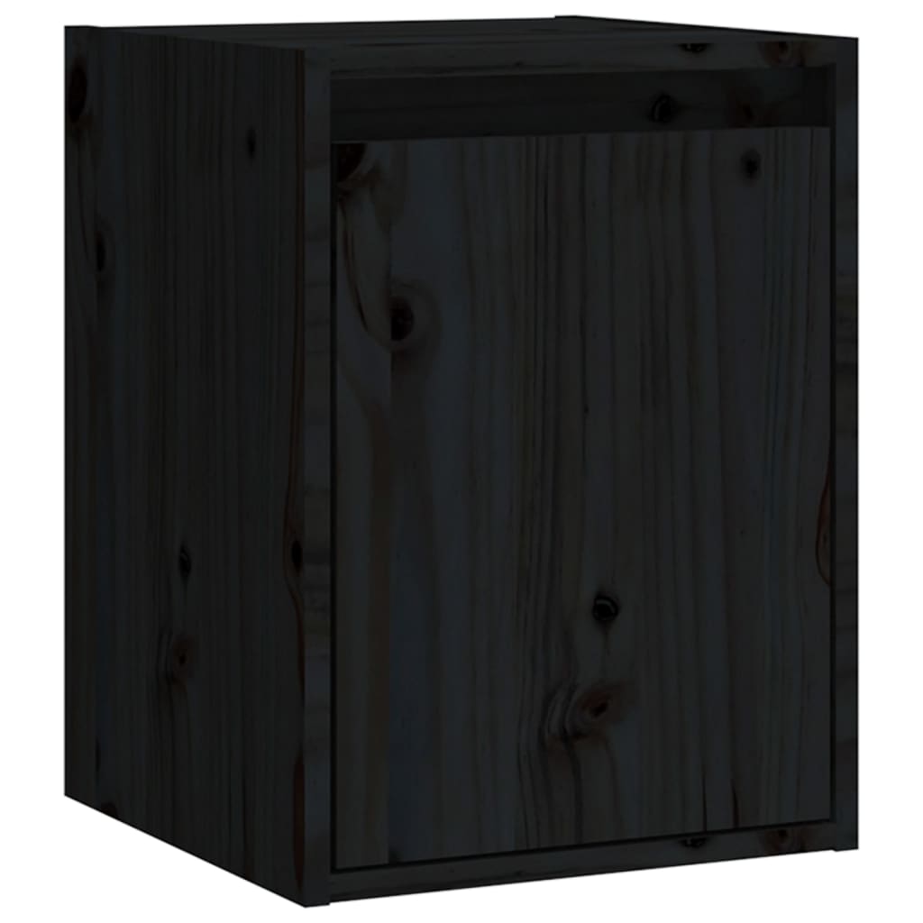 Wall Cabinet Black 30x30x40 cm Solid Wood Pine