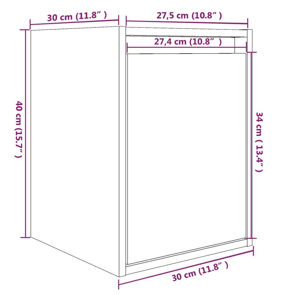 Wall Cabinet Black 30x30x40 cm Solid Wood Pine