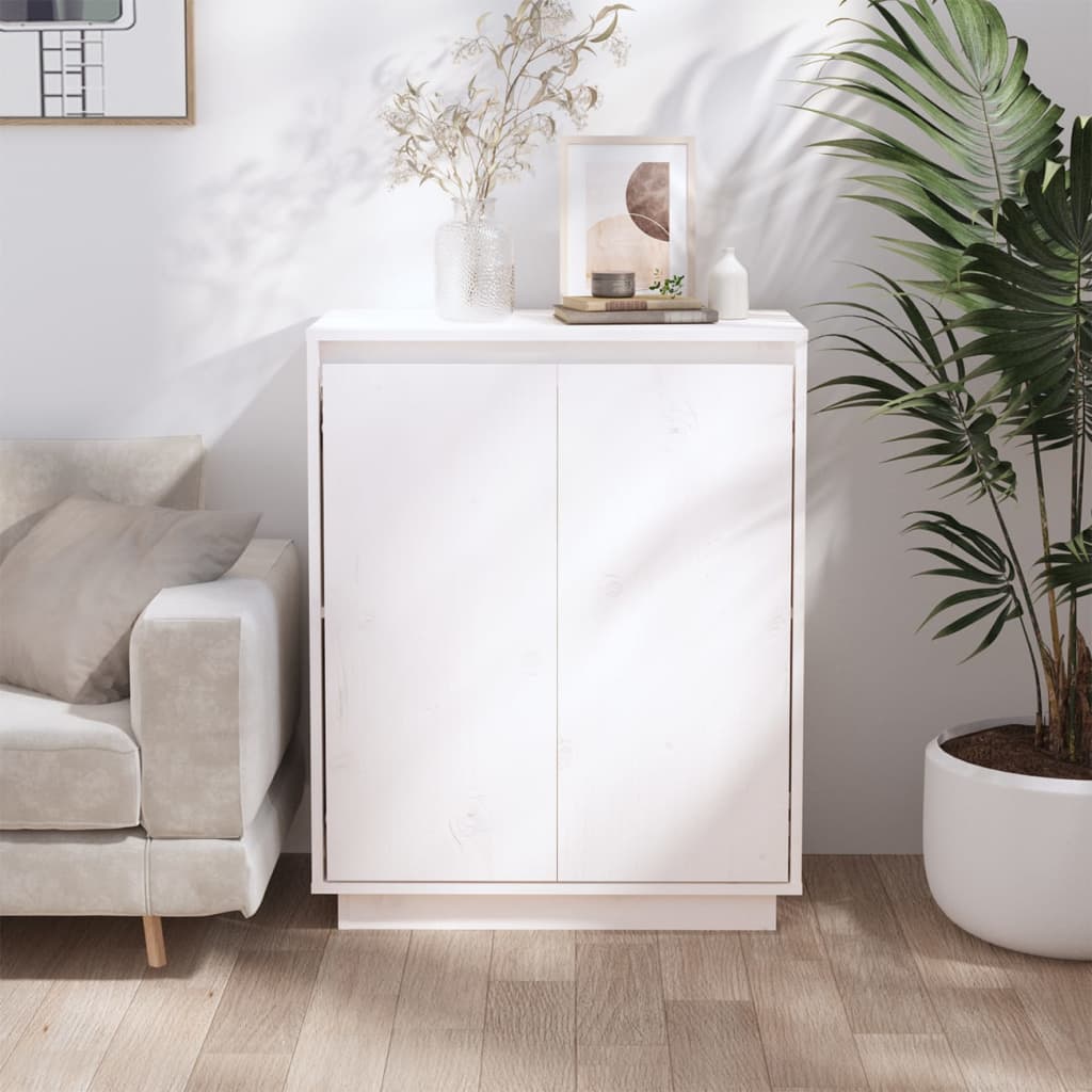 Sideboard White 60x34x75 cm Solid Wood Pine