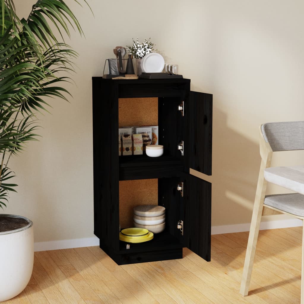 Sideboard Black 31.5x34x75 cm Solid Wood Pine