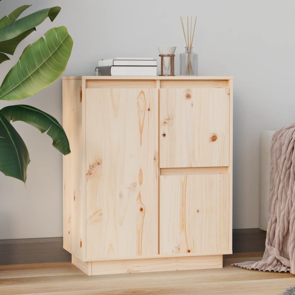 Sideboard Black 60X34X75 Cm Solid Wood Pine