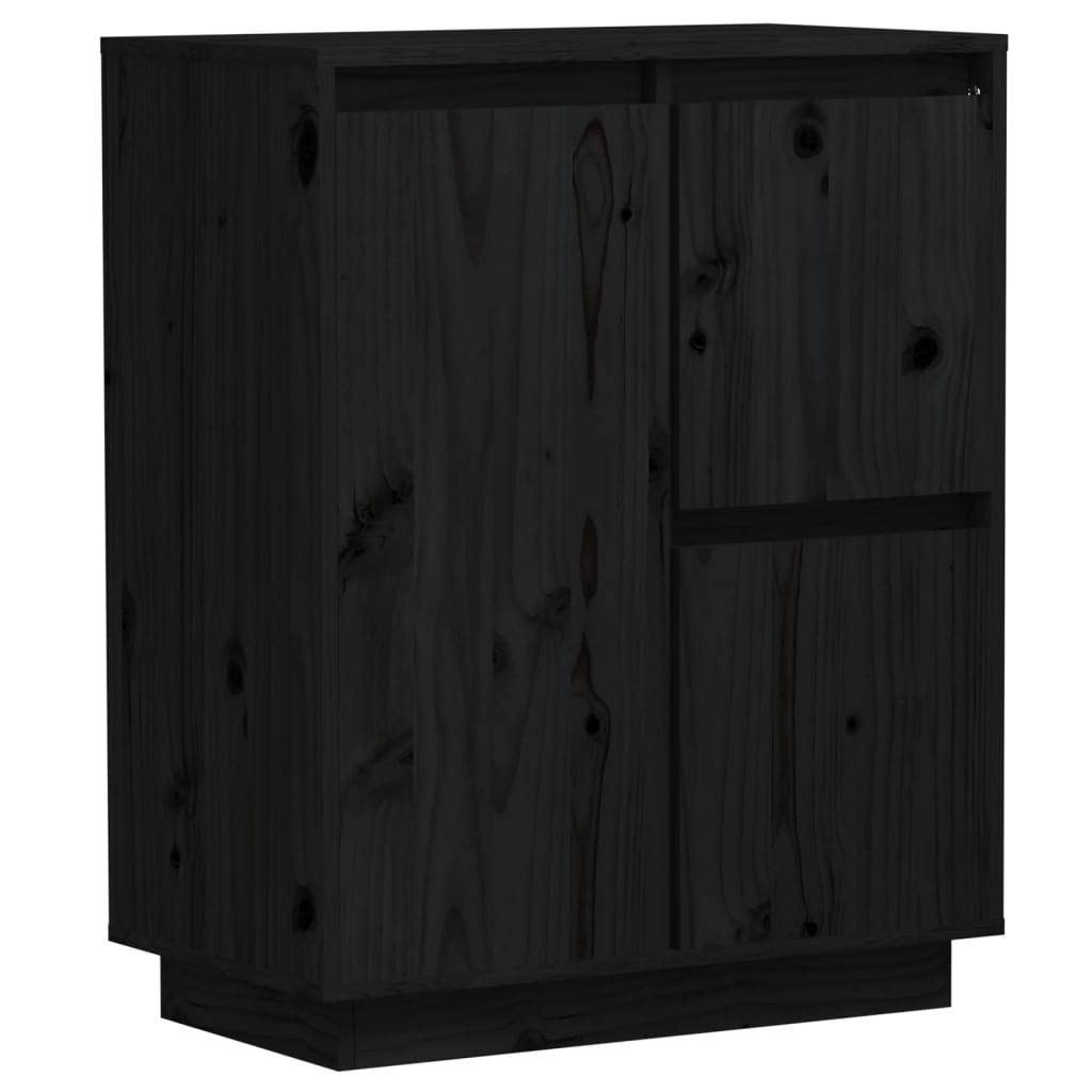 Sideboard Black 60X34X75 Cm Solid Wood Pine