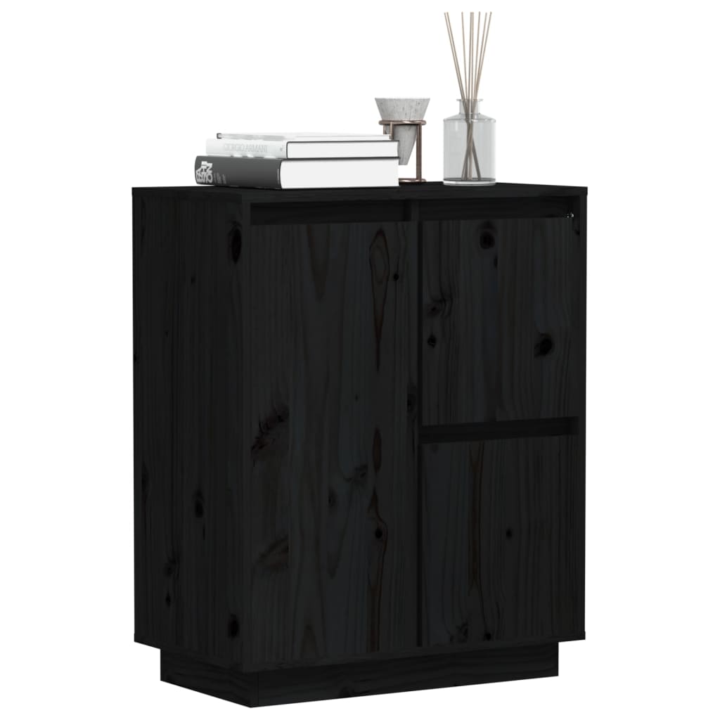 Sideboard Black 60X34X75 Cm Solid Wood Pine