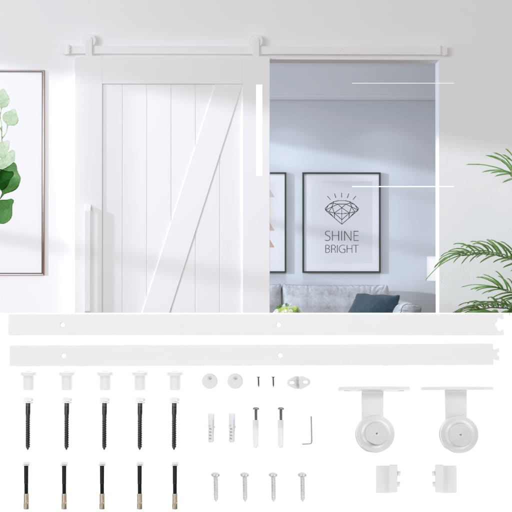 Sliding Door Hardware Kit 200 cm Steel White