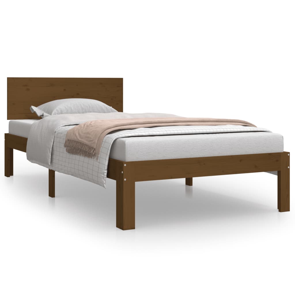 Bed Frame Honey Brown Solid Wood 92x187 cm Single Size