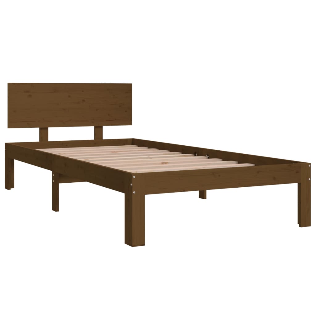 Bed Frame Honey Brown Solid Wood 92x187 cm Single Size