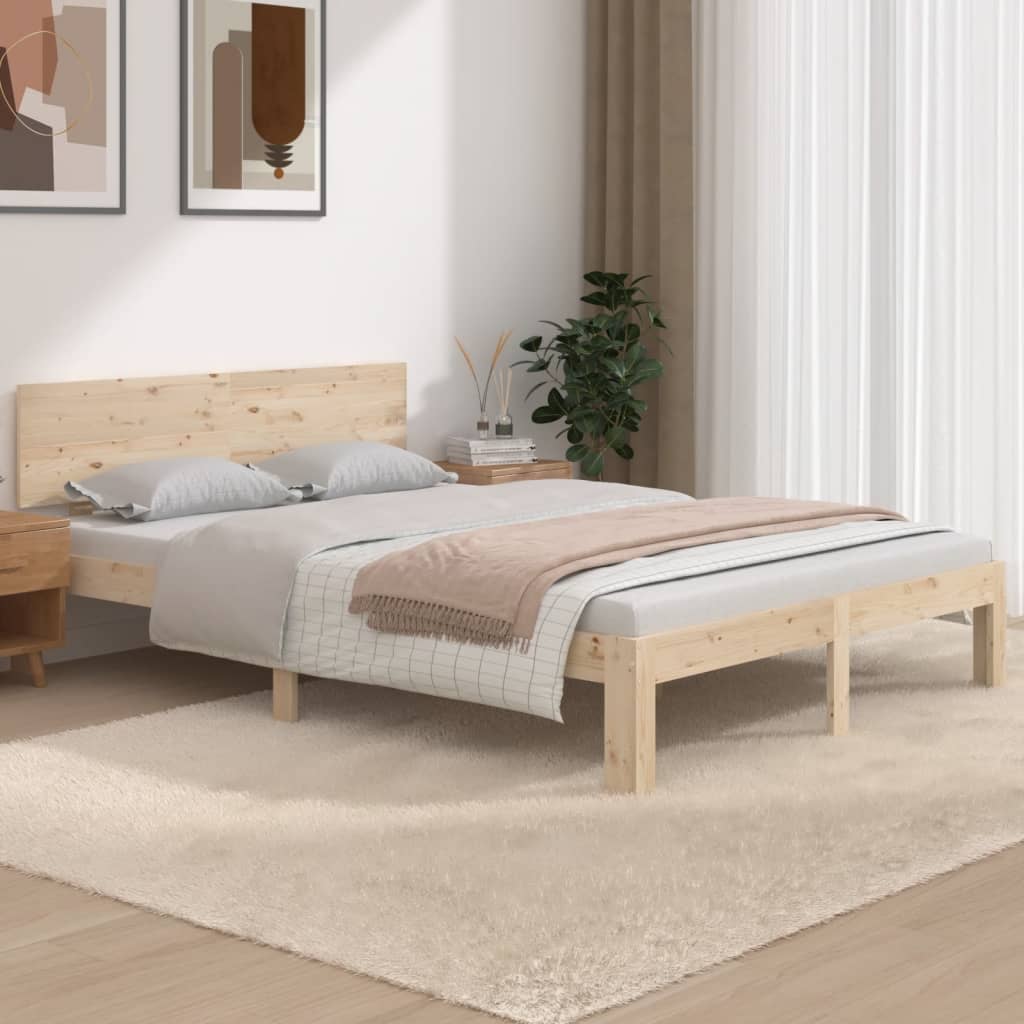 Bed Frame Solid Wood 137x187 cm Double Size