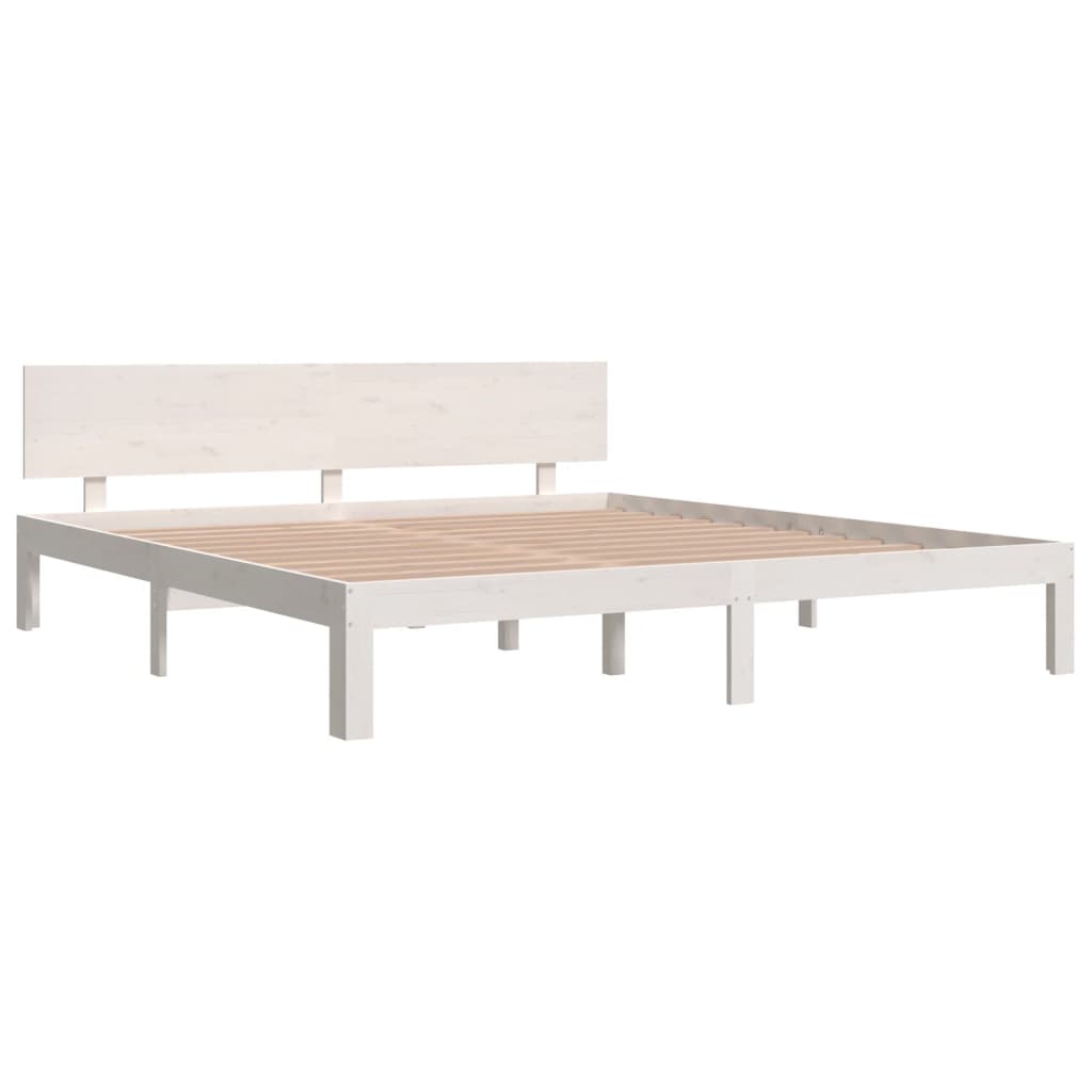 Bed Frame White 183x203 cm King Size Solid Wood