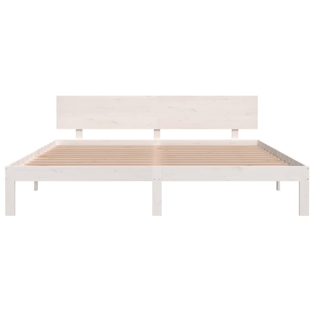 Bed Frame White 183x203 cm King Size Solid Wood