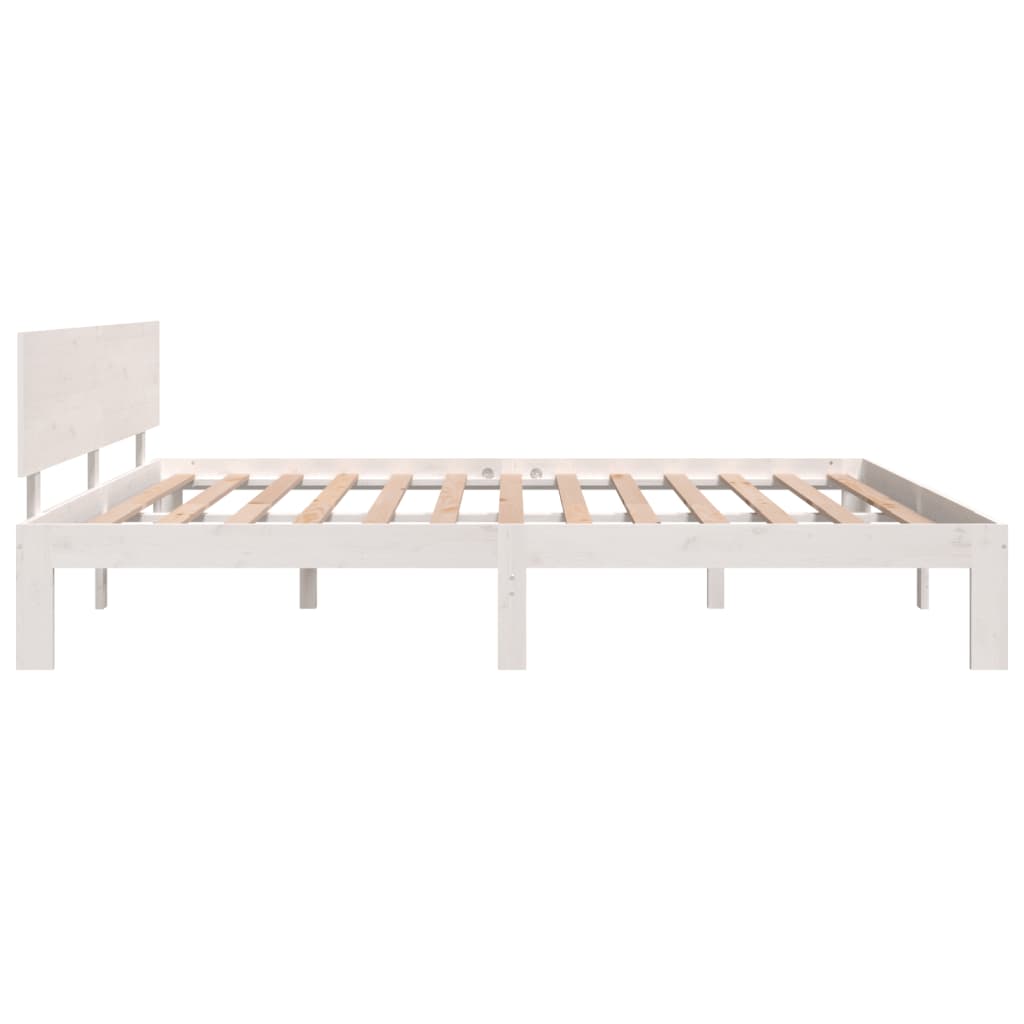 Bed Frame White 183x203 cm King Size Solid Wood