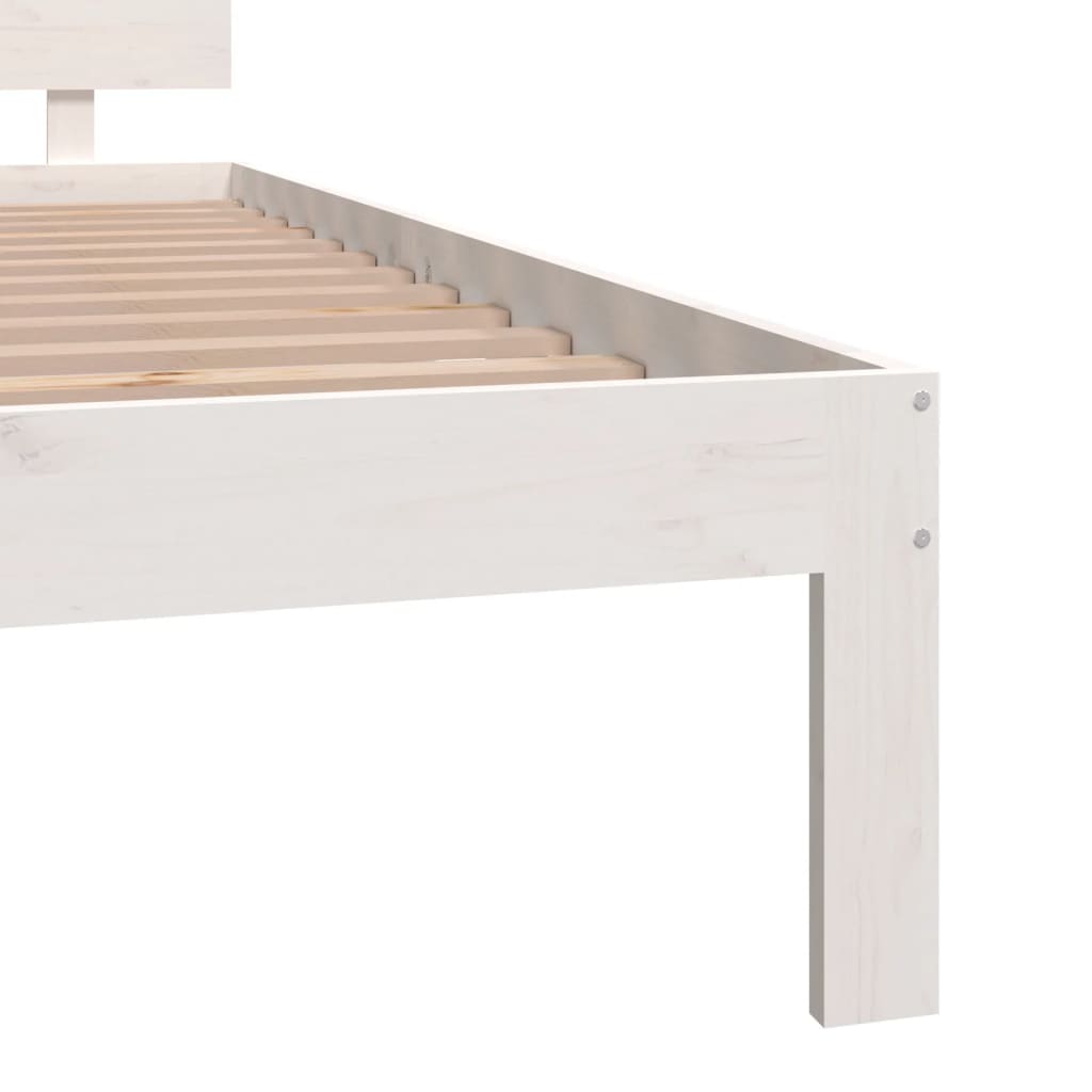 Bed Frame White 183x203 cm King Size Solid Wood