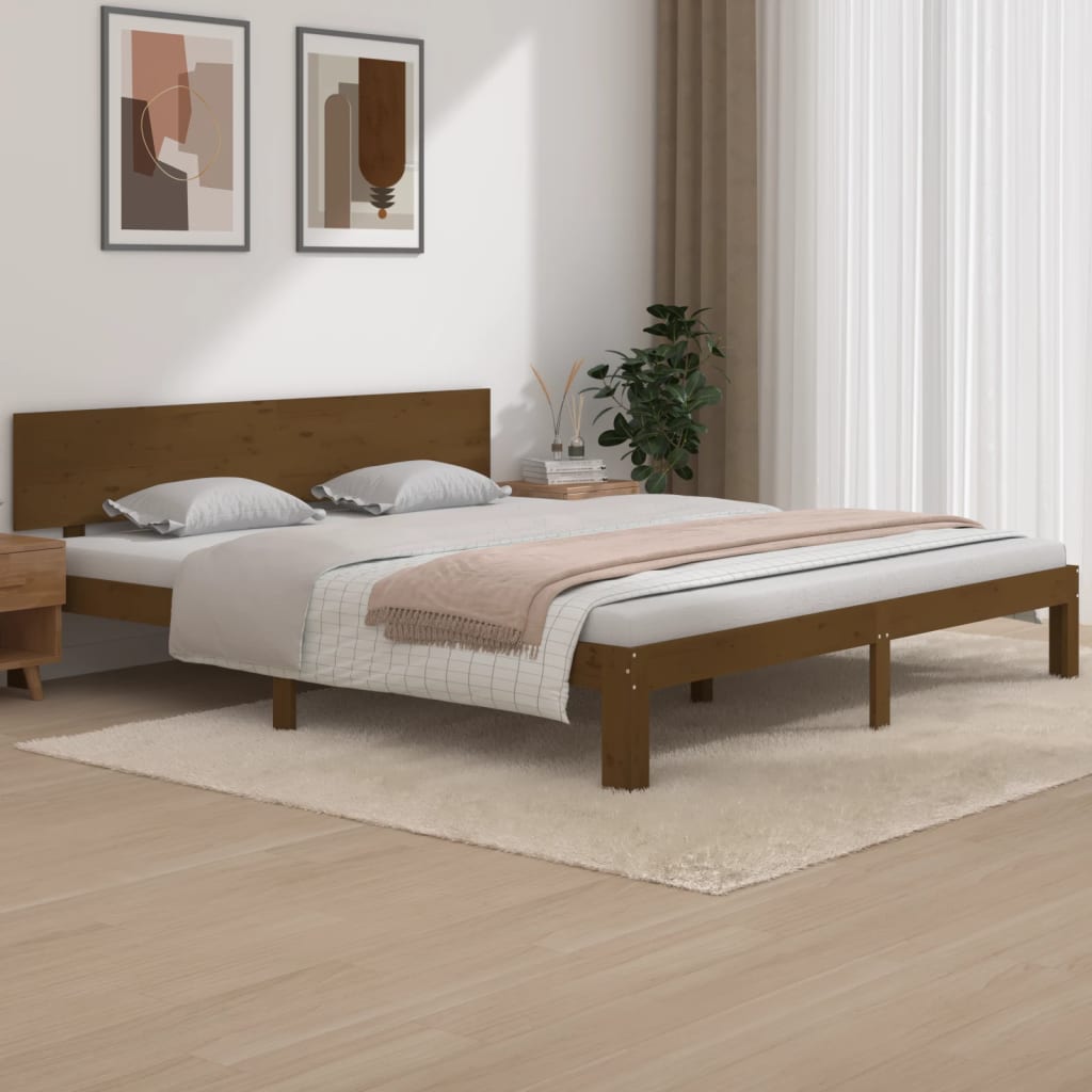 Bed Frame Honey Brown 183x203 cm King Size Solid Wood