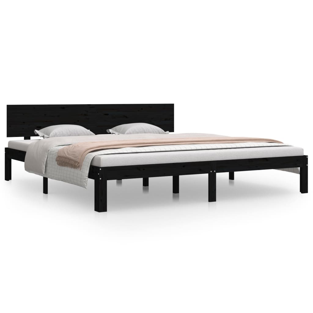 Bed Frame Black 183x203 cm King Size Solid Wood