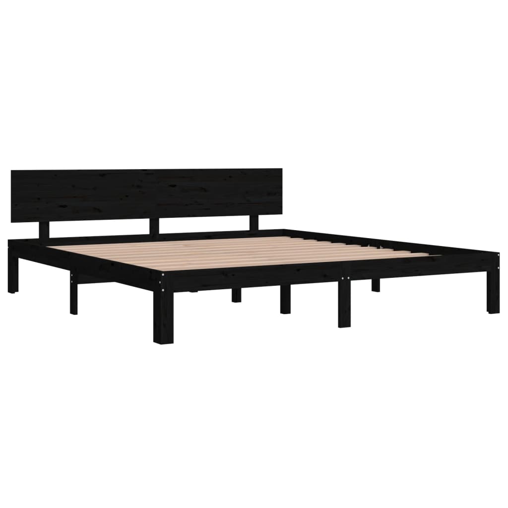 Bed Frame Black 183x203 cm King Size Solid Wood