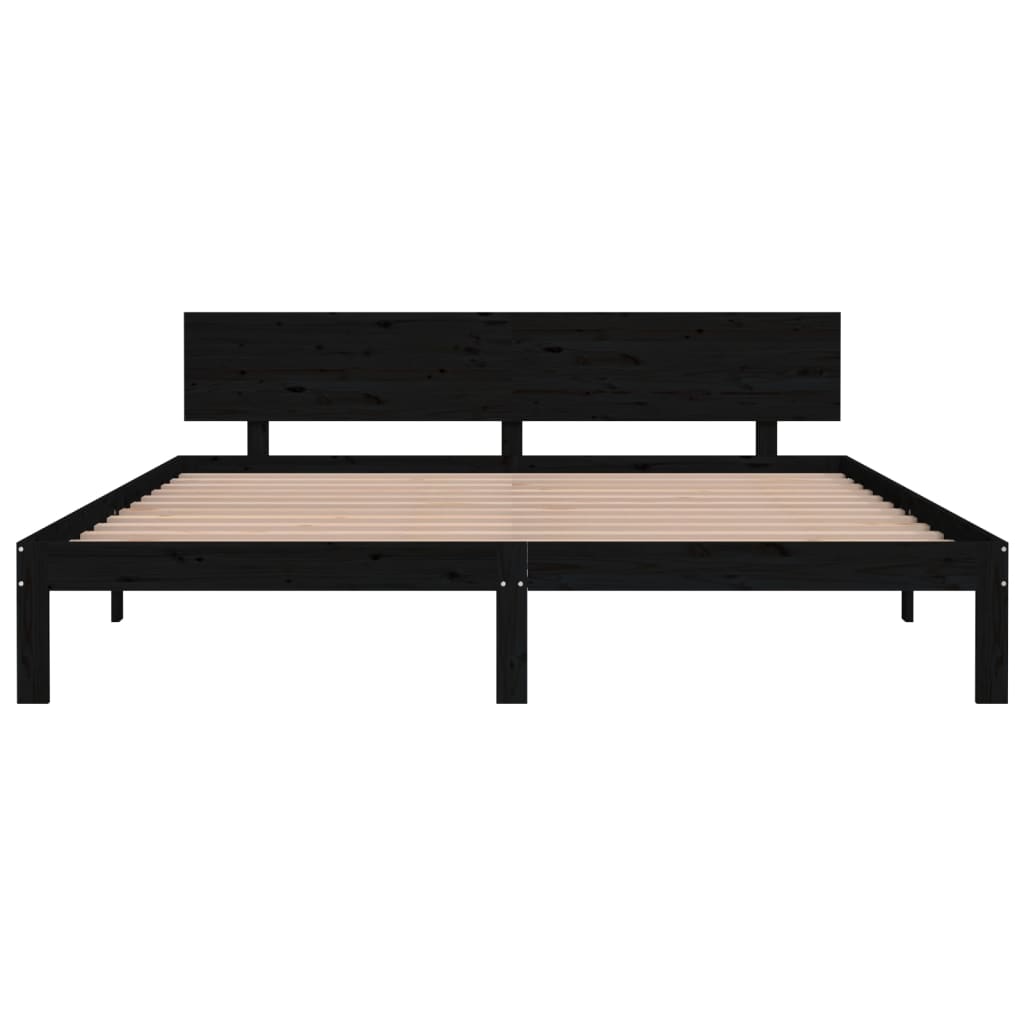 Bed Frame Black 183x203 cm King Size Solid Wood