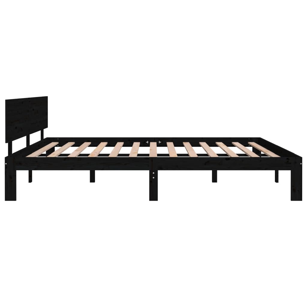 Bed Frame Black 183x203 cm King Size Solid Wood