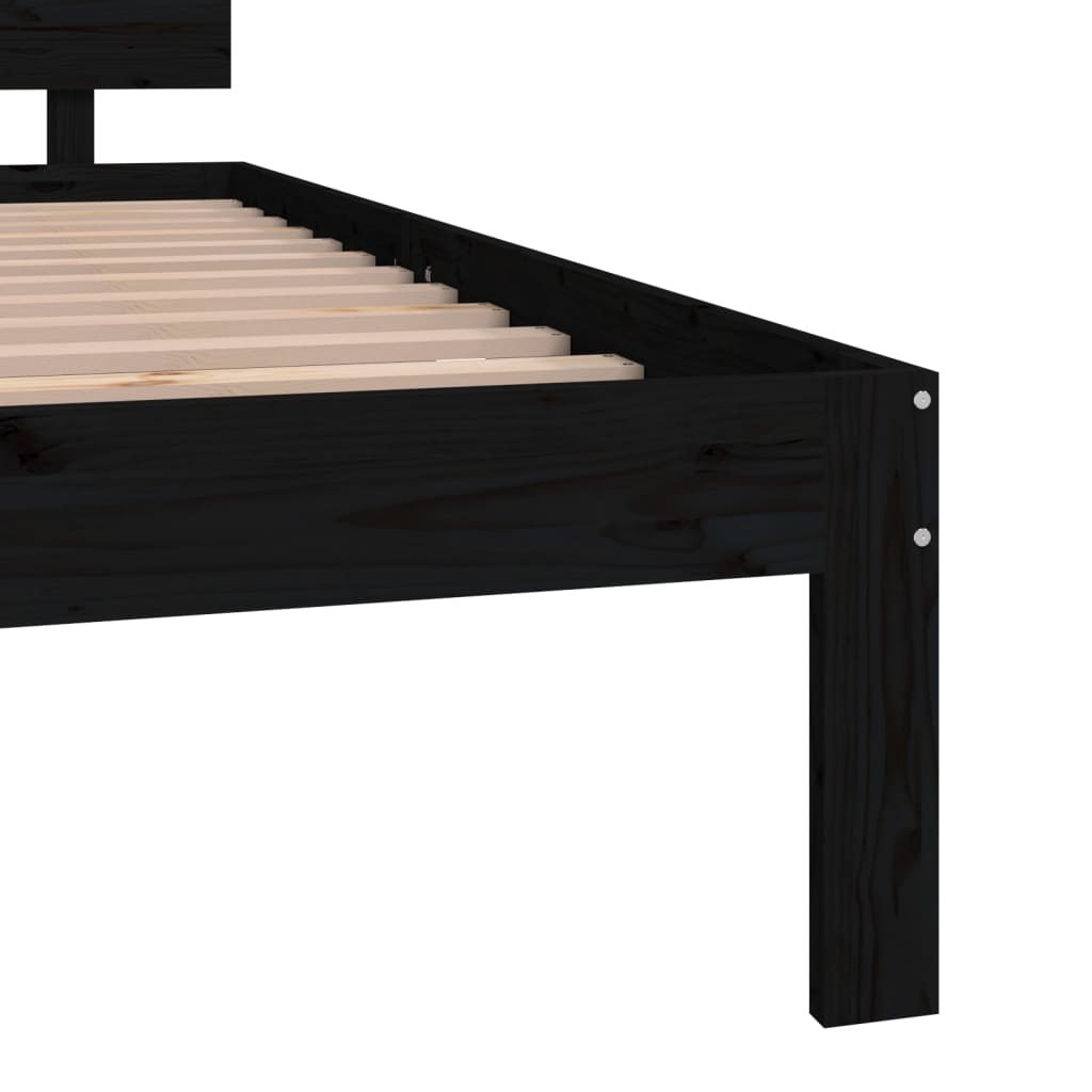 Bed Frame Black 183x203 cm King Size Solid Wood