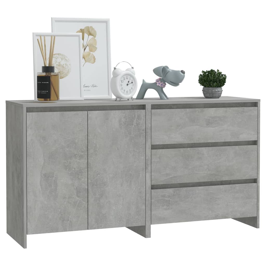 2 Piece Sideboard Concrete Grey Engineered Wood