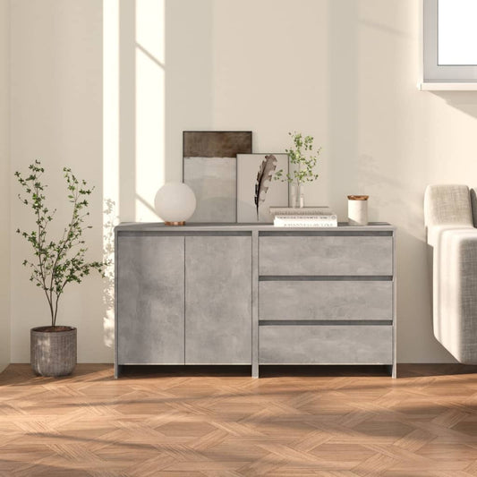 2 Piece Sideboard Concrete Grey Engineered Wood