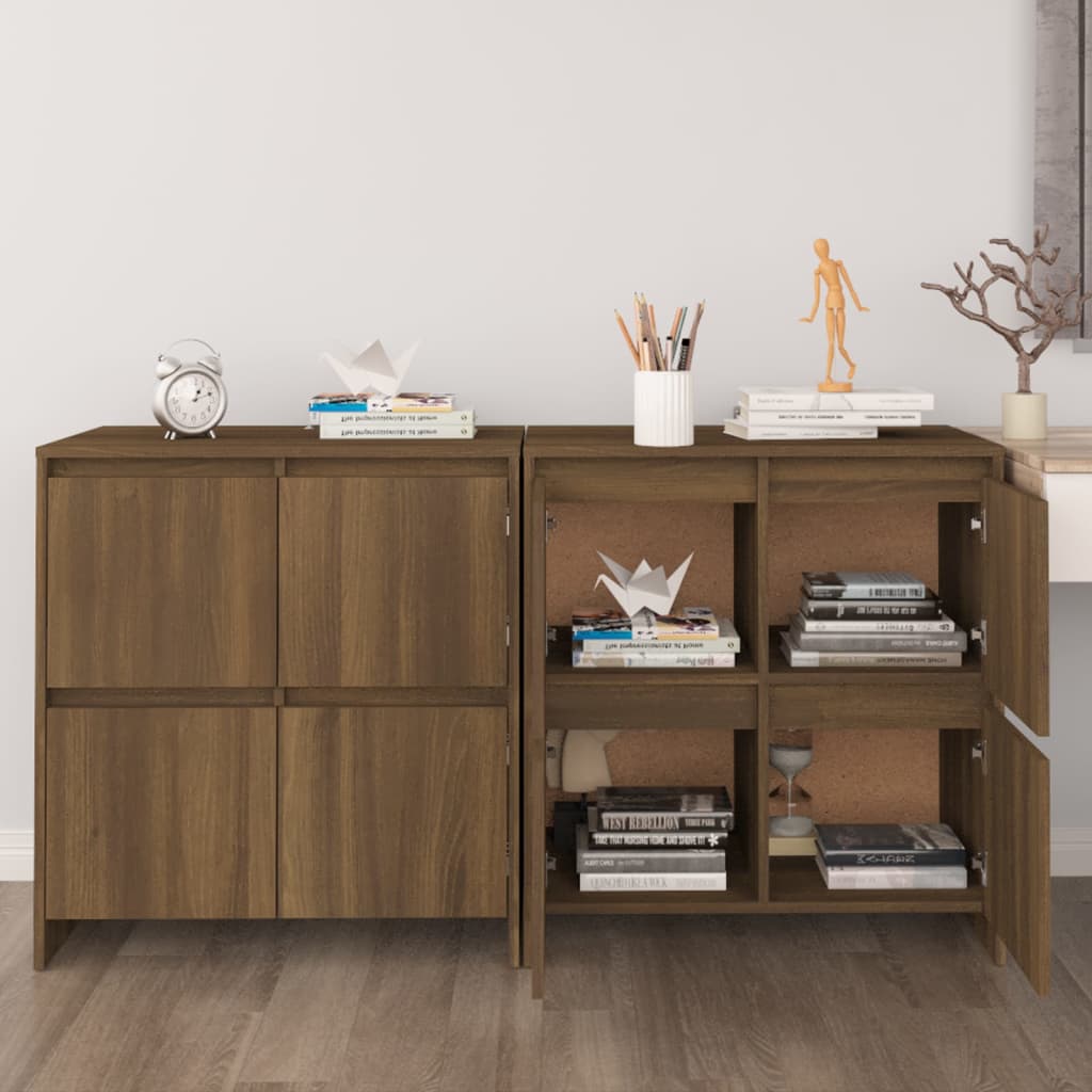 Sideboards 2 Pcs 70X4X75 Cm Engineered Wood