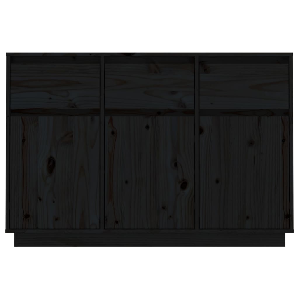 Sideboard Black 110x34x75 cm Solid Wood Pine