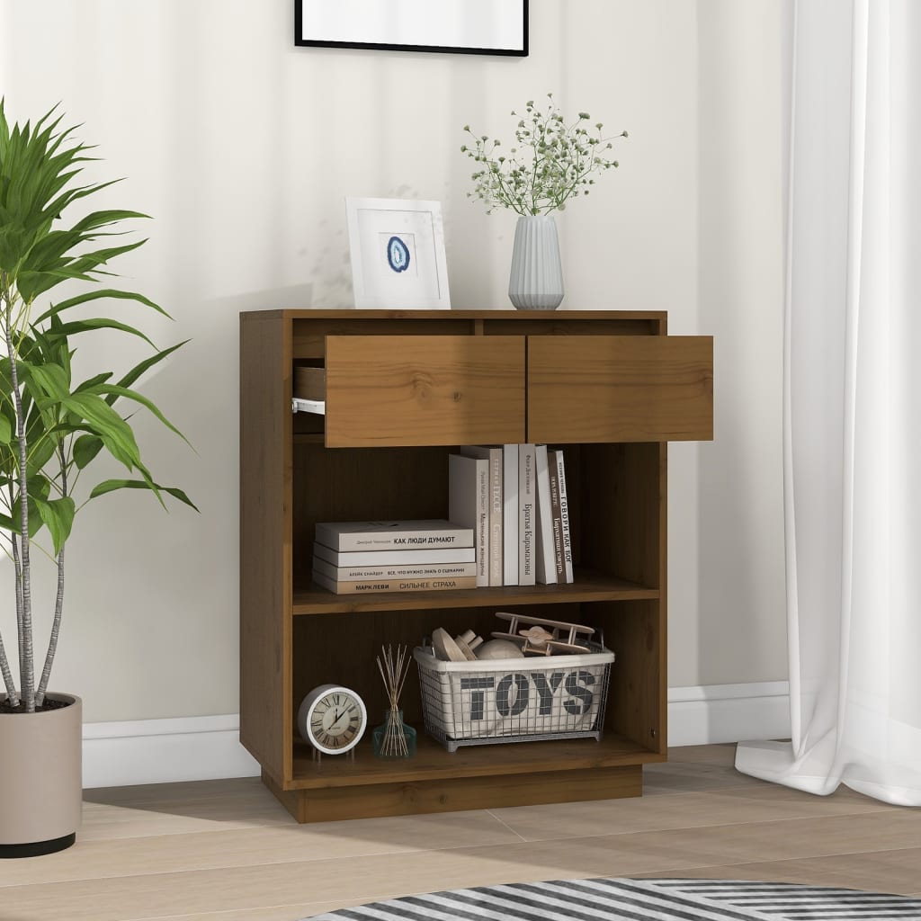 Console Cabinet Honey Brown 60X34X75 Cm Solid Wood Pine