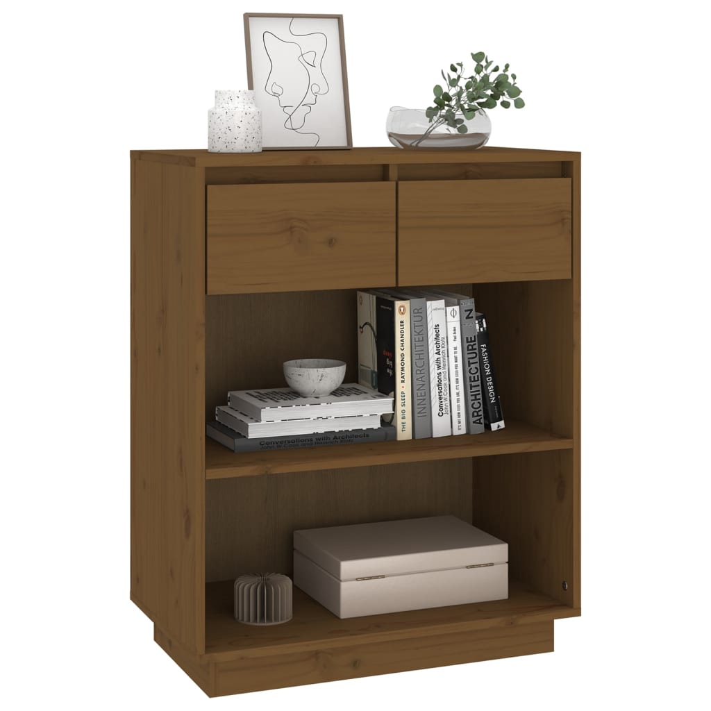 Console Cabinet Honey Brown 60X34X75 Cm Solid Wood Pine