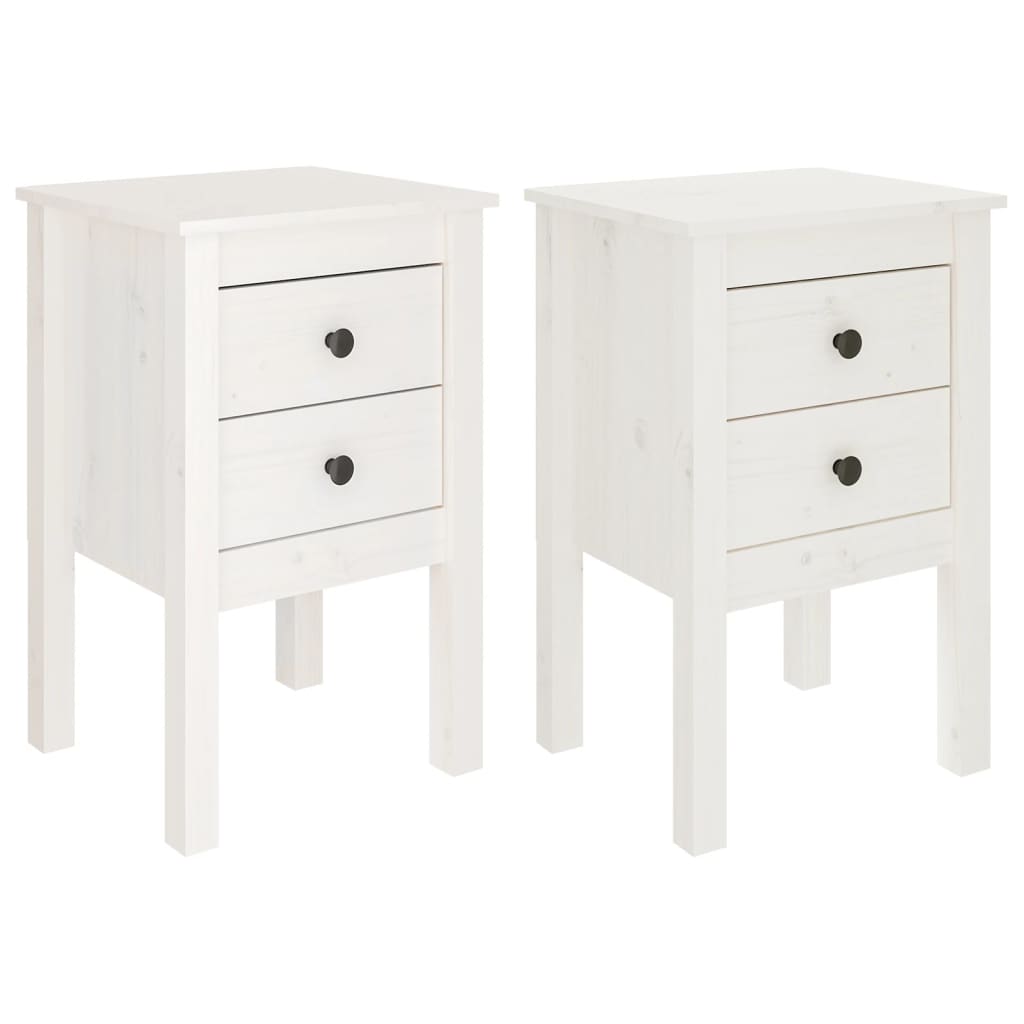 Bedside Cabinets 2 pcs White 40x35x61.5 cm Solid Wood Pine