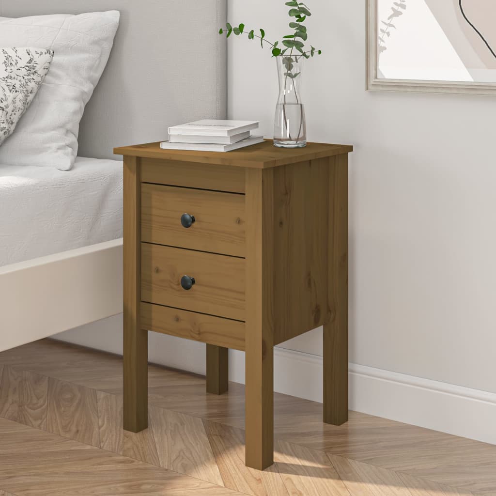 Bedside Cabinet 40X35X6.5 Cm Solid Wood Pine