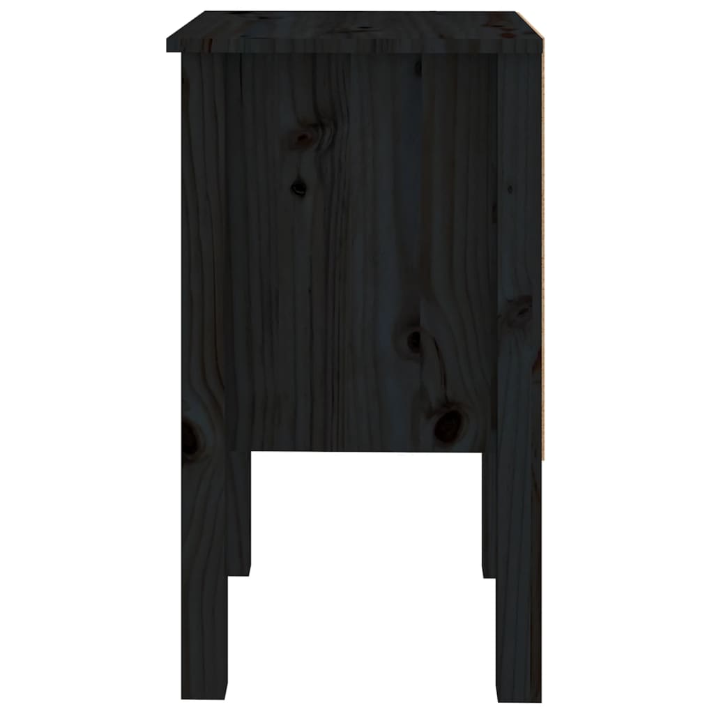 Bedside Cabinet Black 40x35x61.5 cm Solid Wood Pine