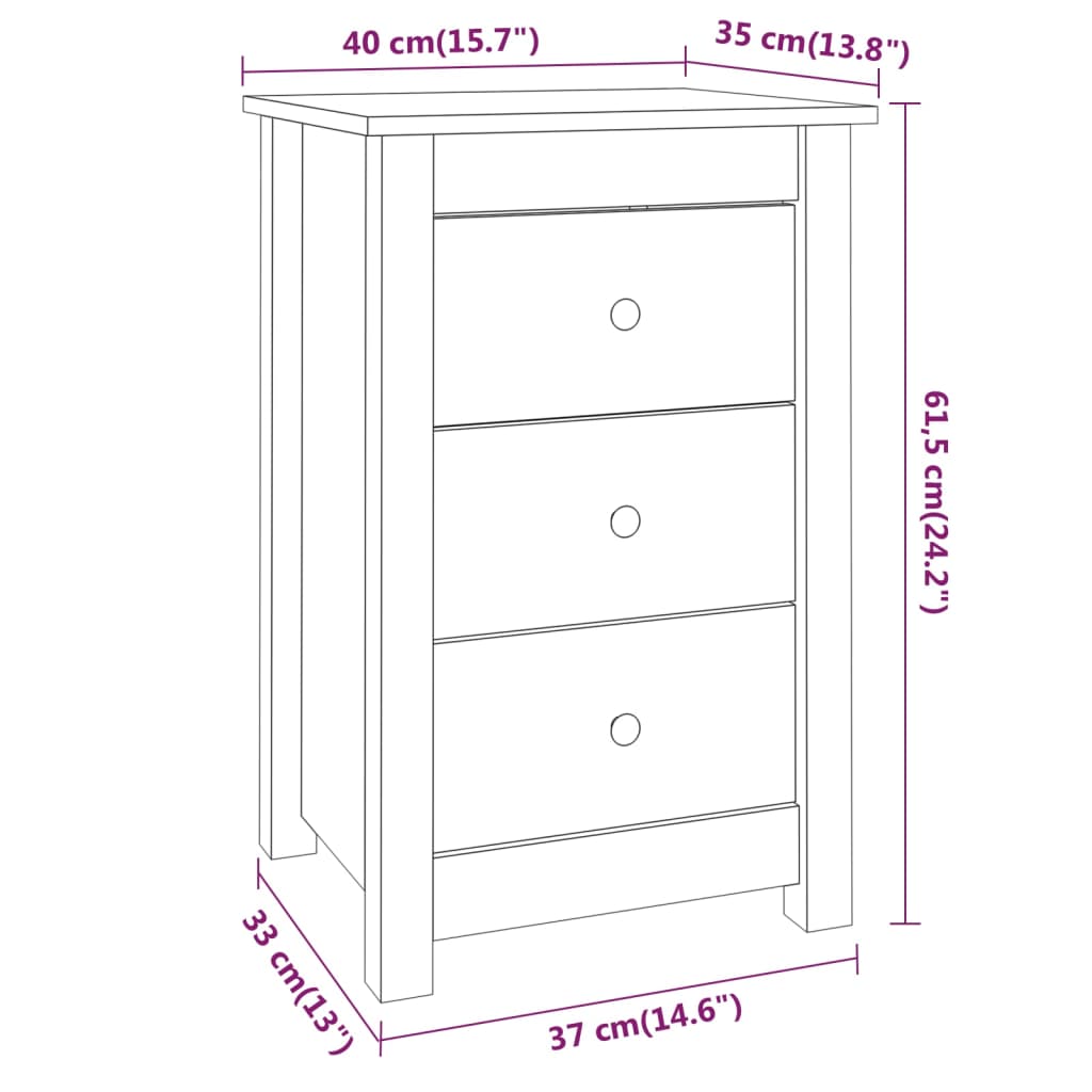 Bedside Cabinet 40X35X6.5 Cm Solid Wood Pine