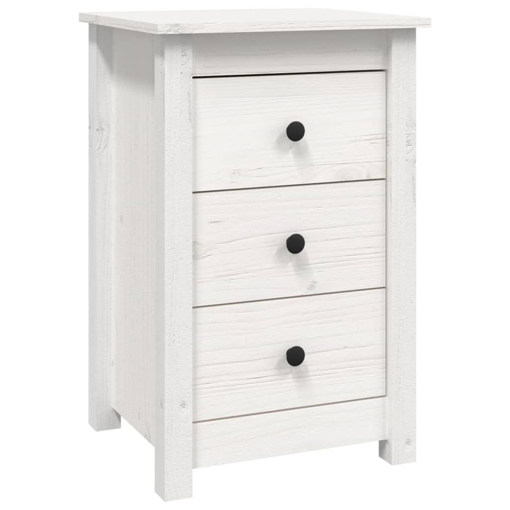 Bedside Cabinet White 40x35x61.5 cm Solid Wood Pine