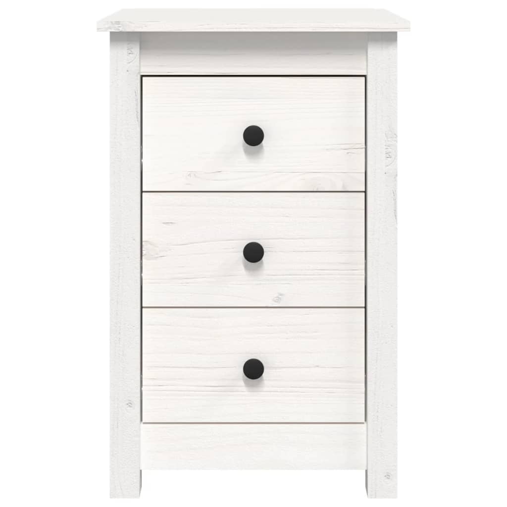 Bedside Cabinet White 40x35x61.5 cm Solid Wood Pine