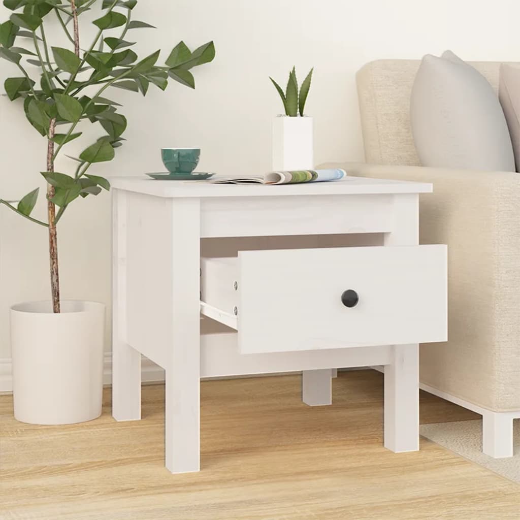 Side Tables 2 pcs White 40x40x39 cm Solid Wood Pine