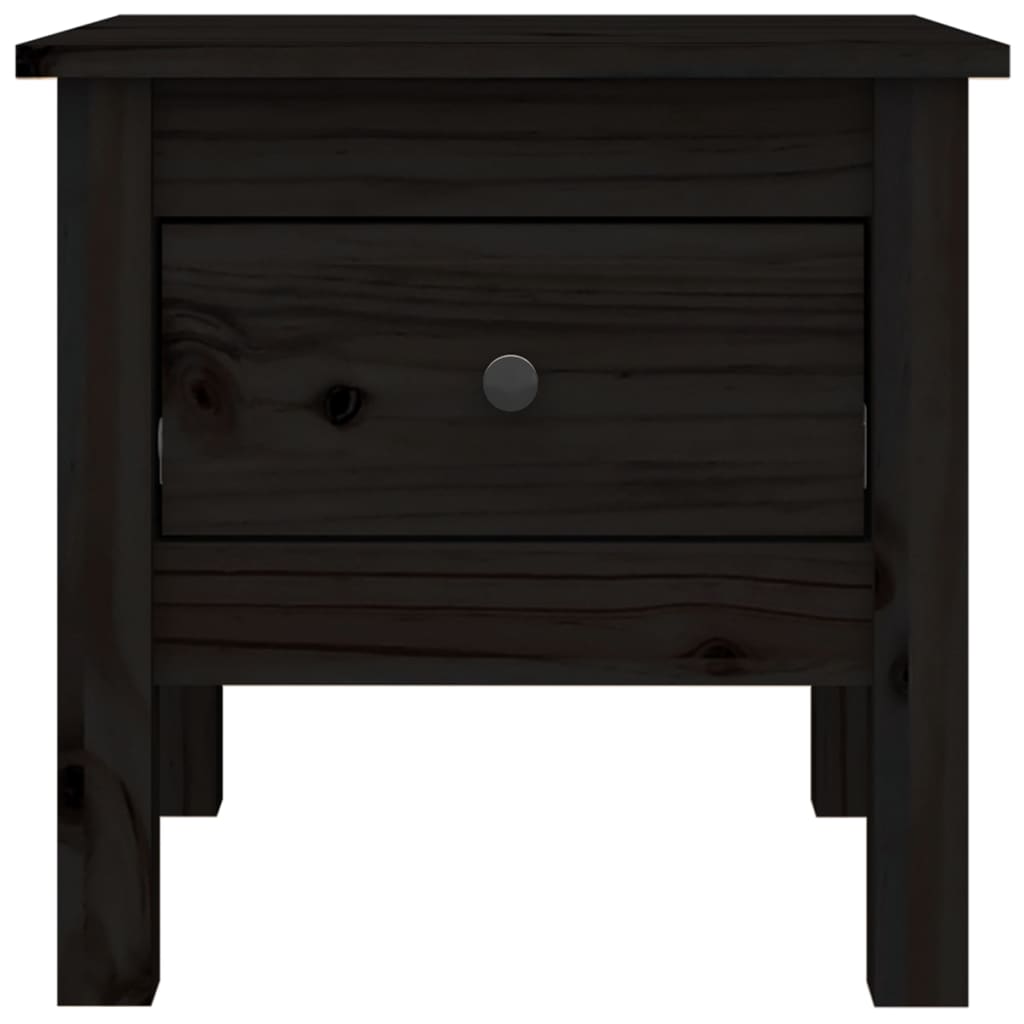 Side Table Black 40x40x39 cm Solid Wood Pine