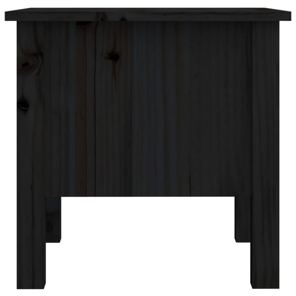 Side Table Black 40x40x39 cm Solid Wood Pine