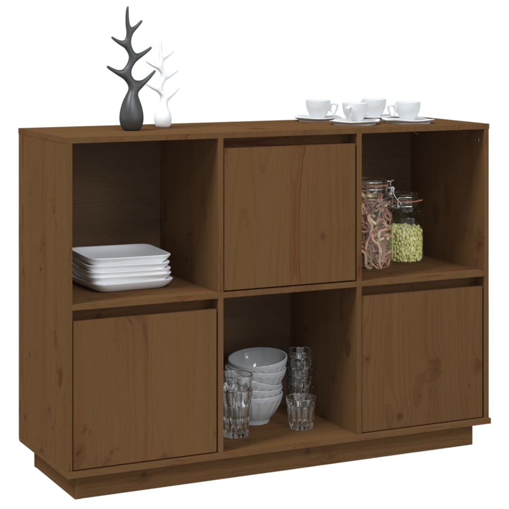 Sideboard Honey Brown 110.5X35X80 Cm Solid Wood Pine