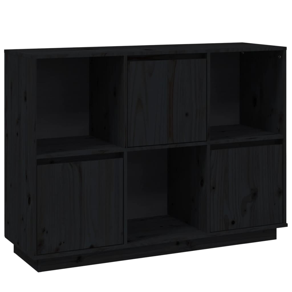 Sideboard Black 110.5x35x80 cm Solid Wood Pine