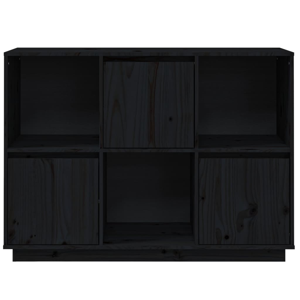 Sideboard Black 110.5x35x80 cm Solid Wood Pine