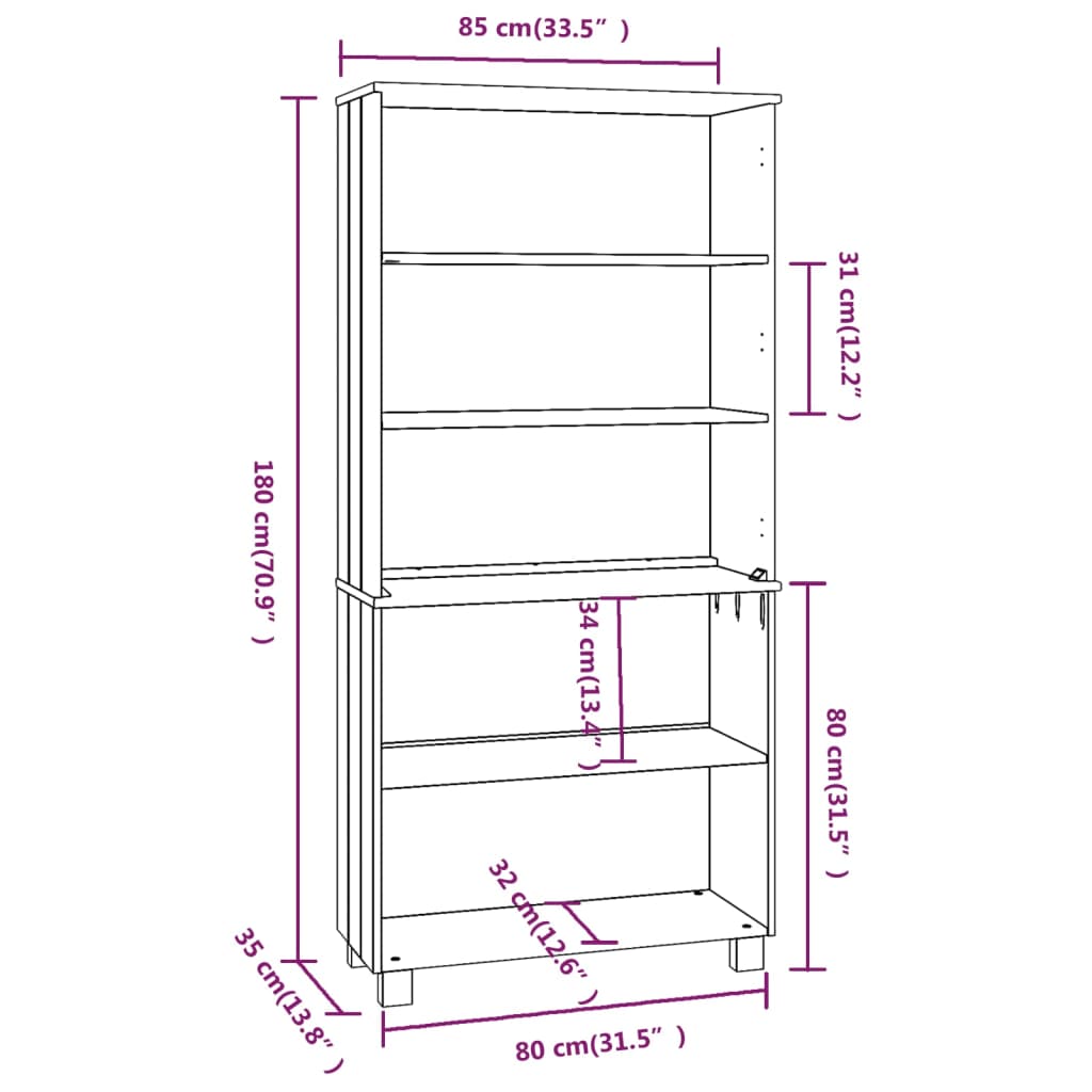 Highboard &quot;Hamar&quot; Solid Wood Pine