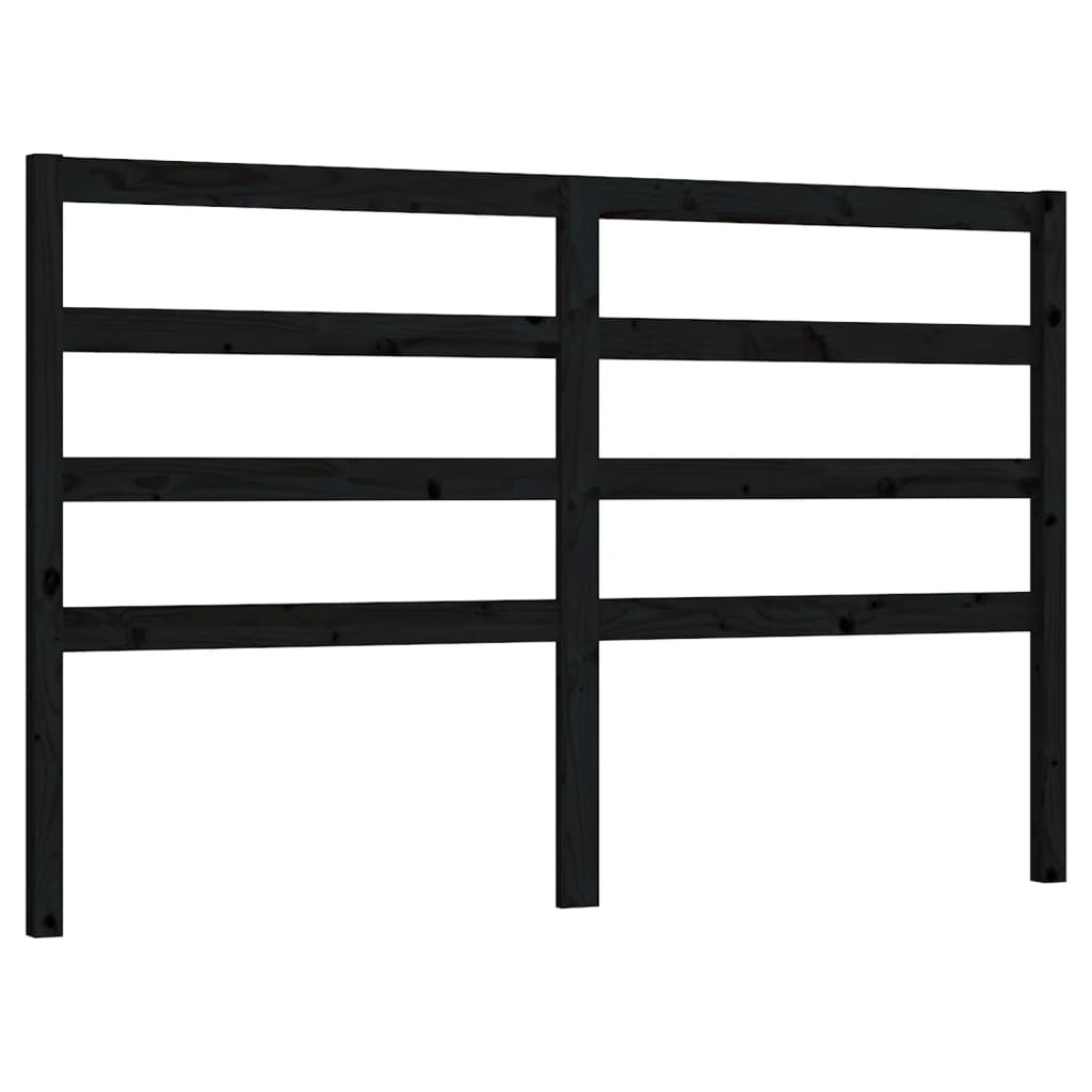 Bed Headboard Black 141x4x100 cm Solid Wood Pine