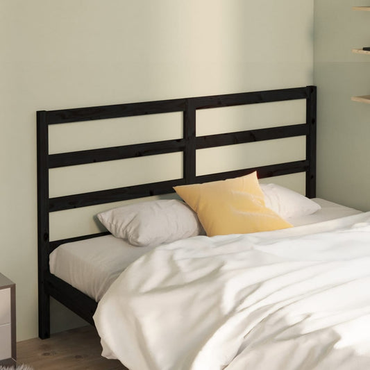 Bed Headboard Black 156x4x100 cm Solid Wood Pine