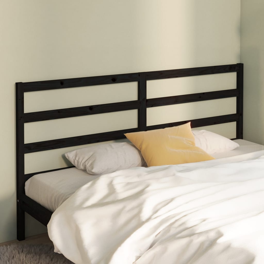 Bed Headboard Black 96X4X100 Cm Solid Wood Pine