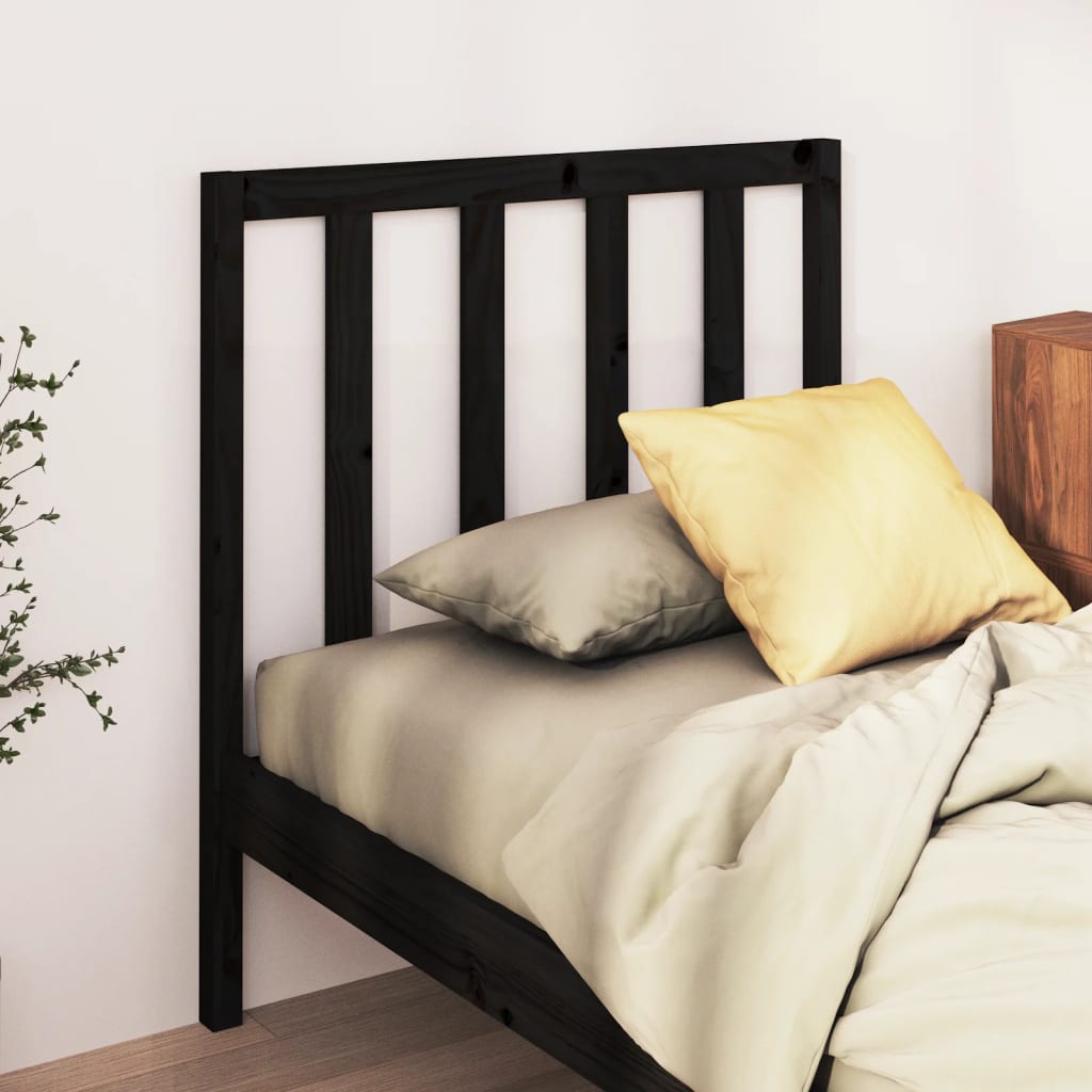 Bed Headboard Black 156X4X100 Cm Solid Wood Pine