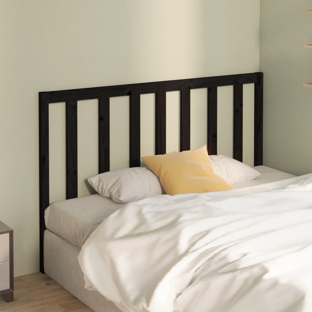 Bed Headboard Black 156X4X100 Cm Solid Wood Pine