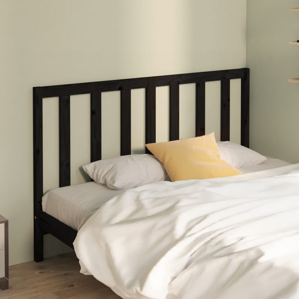 Bed Headboard Black 156X4X100 Cm Solid Wood Pine